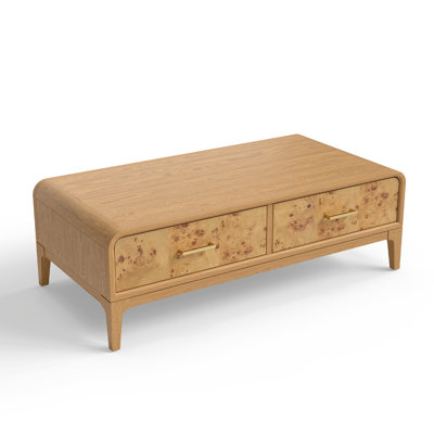 Sixto 52" Burl Wood Coffee Table with Storage