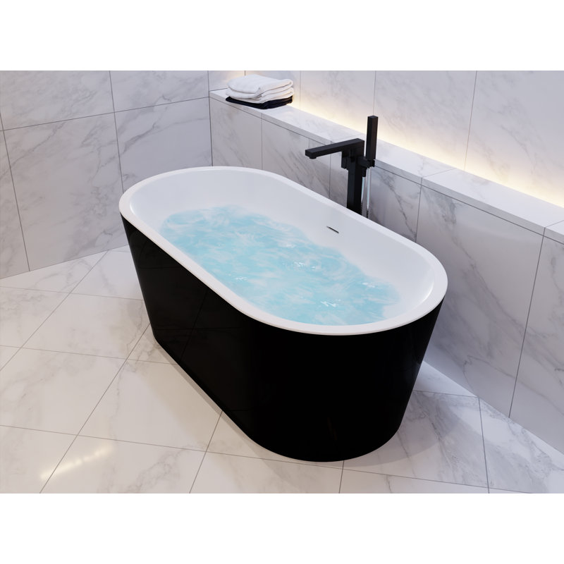 Chand Series 59" Black and White Acrylic Freestanding Bathtub