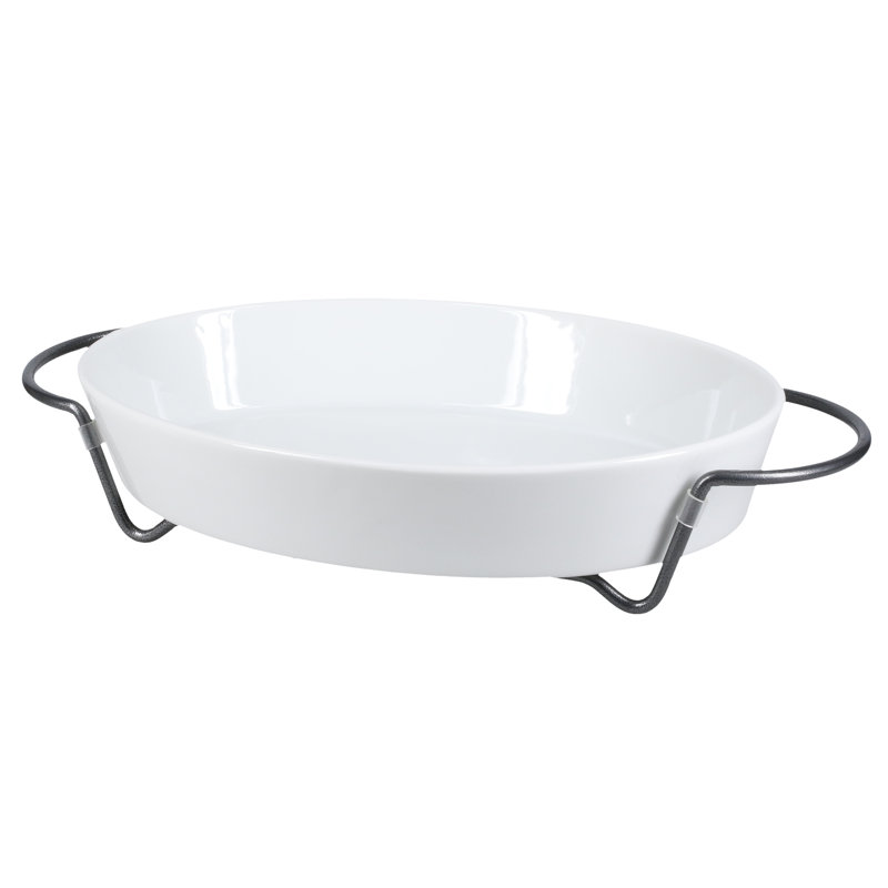 BIA Cordon Bleu Simply Serving 2 Quart Porcelain Oval Baker with Caddy