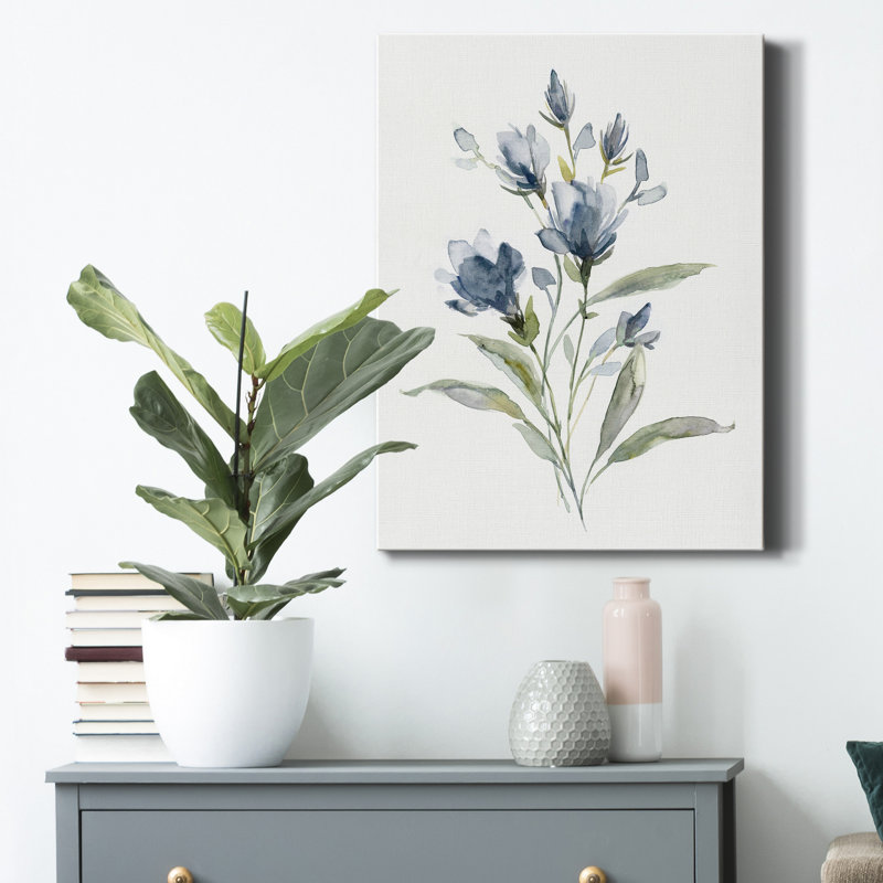 «Linen Botanical IV» par Carol Robinson - reproduction d'art sur toile tendue, H 20 po x l 16 po x P 1 po