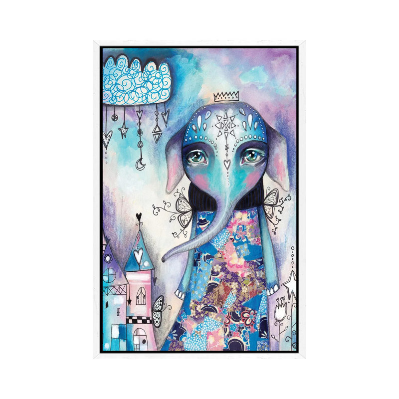 Elephant Of Love by Tamara Laporte - Print on Canvas, White Framed, 152.5 cm H x 101.5 cm W