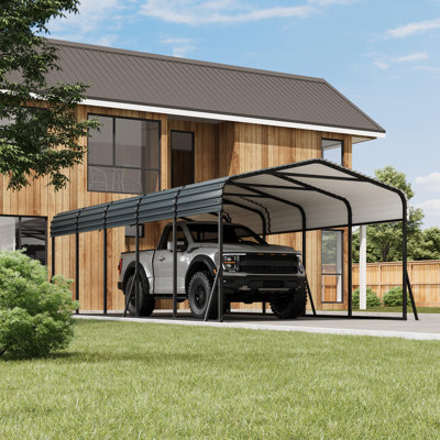 Metal Carport 12x20FT, Carport Kits with Galvanized Steel Roof & Enhanced Base for Truck Tractor Boat Car