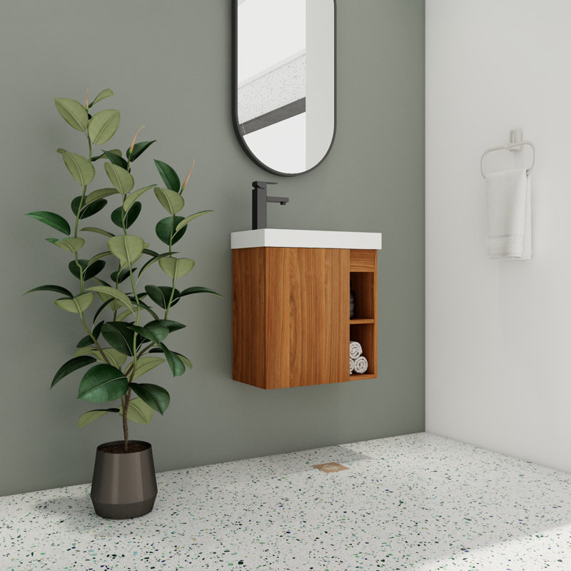Meuble-lavabo simple avec plateau 20,17 po Kaceyn, Brun, Blanc