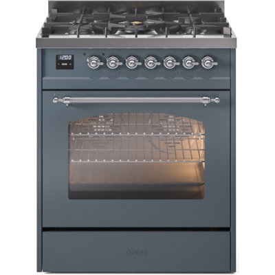 ILVE Nostalgie II Series 30 in. Dual Fuel Range with 5 Sealed Burners (Liquid Propane, Glass Door)
