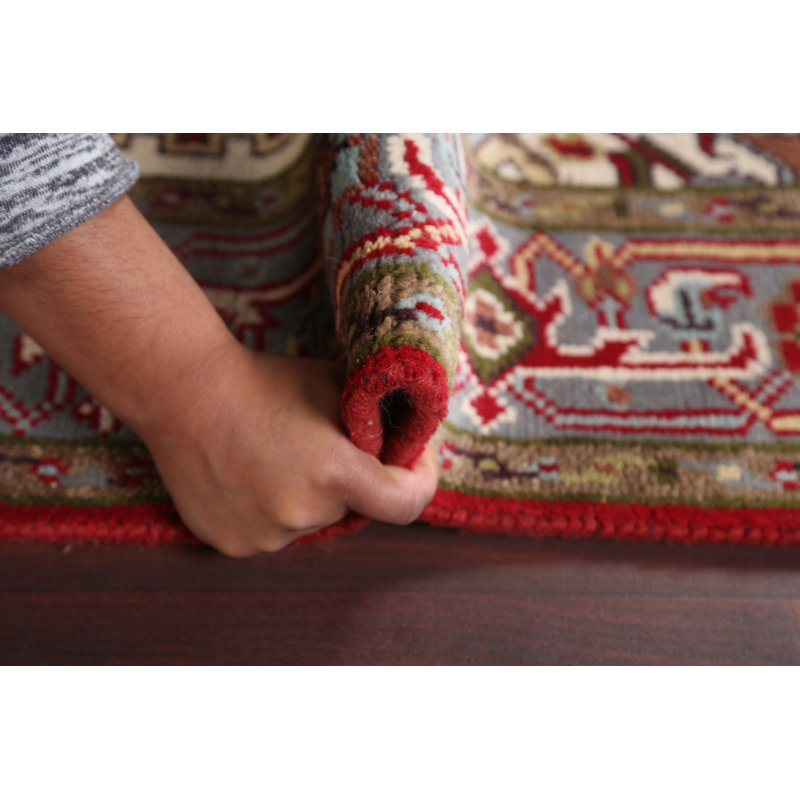 Tapis rouge rouge en laine noué à la main Heriz 4X6