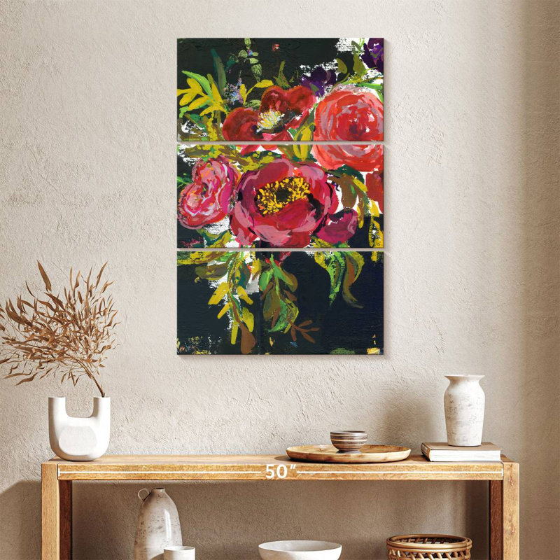 Bouquet abstrait Harnek en noir, H 38 po x l 24 po