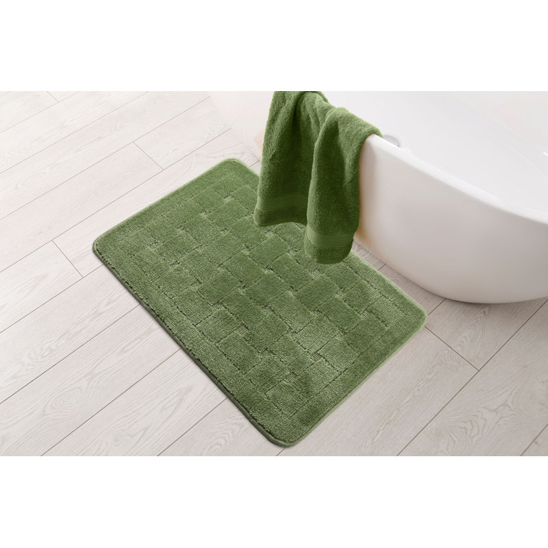 Architha Polypropylene Plastic Non-Slip Bath Mat, Sage Green