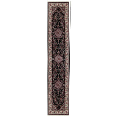 Jahan One-of-a-Kind Runner 2'6" X 10' 1960s Runner Wool Area Rug in Black/Red/Ivory