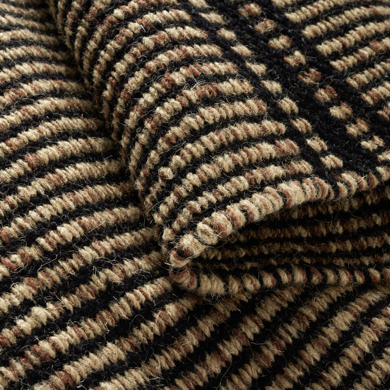 Tapis gris / ivoire à rayures fabriqué à la main Malta, Rectangle 9 pi 6 po x 13 pi 6 po, Chameau