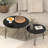 27.56" Round Nesting Coffee Table Set of 2, Marble Top & Sturdy Metal Base for Living Room Bedroom-1154793686