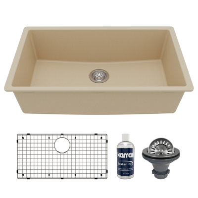 Karran Quartz 32-1/4'' X 19-1/4'' Large Single Bowl Undermount Kitchen Sink Kit