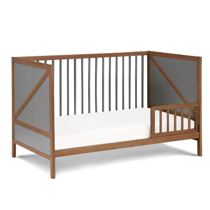 Pixie Zen 3In1 Crib In Walnut/Charcoal, Walnut/Gray