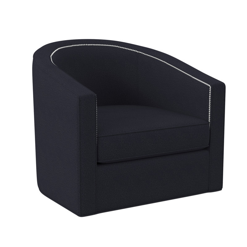 Fauteuil demi-tonneau de 34 po Ambre, Marine de Venise, Petit nickel poli