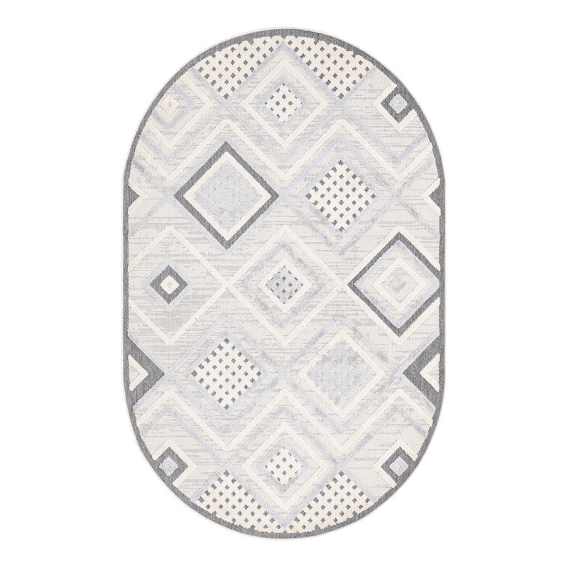 Flaxton Geometric Indoor Rug, Oval 5'3" x 8'