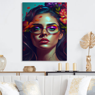 Jolie femme aux cheveux bleus IV - Impression sur toile
