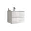 Meuble-lavabo mural pour salle de bain - 61 cm (24 po) Blanc brillant avec lavabo en céramique, grand espace de rangement et tiroirs silencieux. Style contemporain, fonctionnel et spacieux.