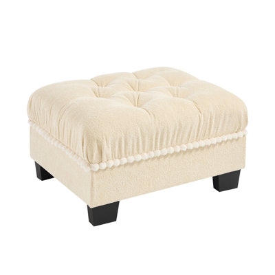 Repose-pieds beige en chenille multi-scénario