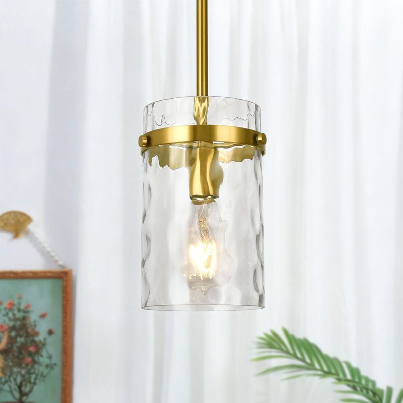 Luminaire suspendu industriel en verre 1 lumière 5,9 po, 1 évier, îlot de cuisine, Doré