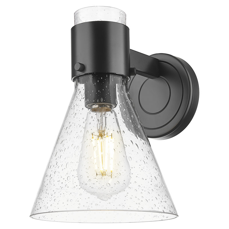 Downtown Urban - Woodham - 1 Light 8" Wall-mounted Sconce -Light Smoke Shade, Seedy, Matte Black