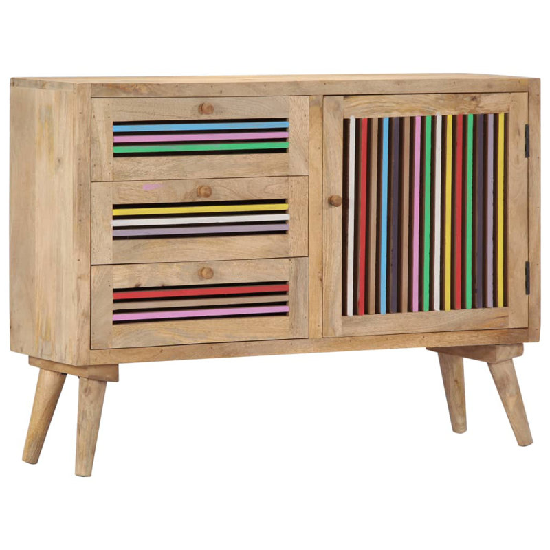 Rustic Sideboard - Solid Mango Wood Console Table With Storage