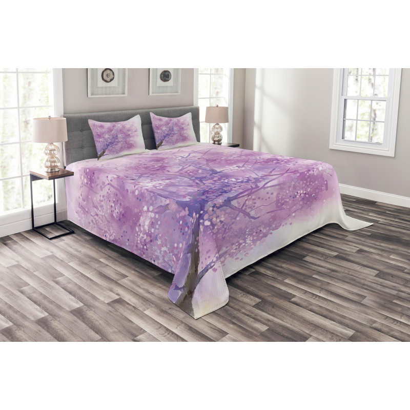 Flower Traditional Polyester Coverlet, Queen Coverlet + 2 Shams