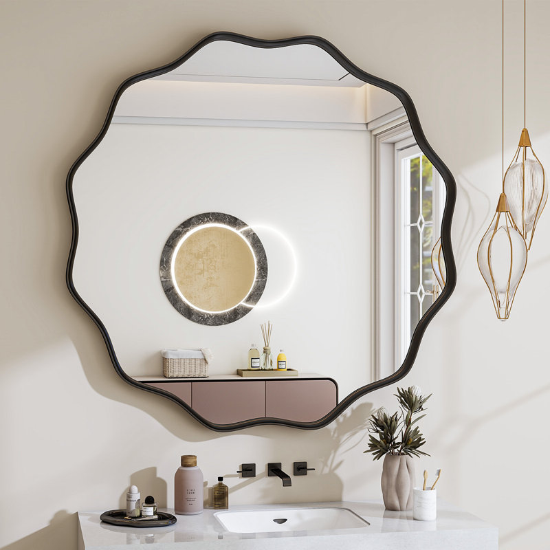 Miroir décoratif mural rond, Noir, 36 po x 36 po
