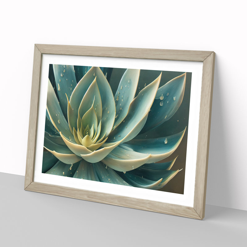Tantalising Succulent Plant 1 Piece Single Picture Frame Wall Art, 34cm H x 46cm W x 2cm D, Light Brown