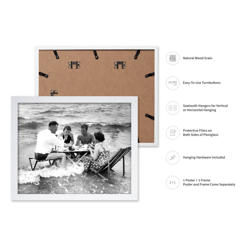 Surf Tea Party, H 08 po x l 10 po, Affiche, Encadrement blanc