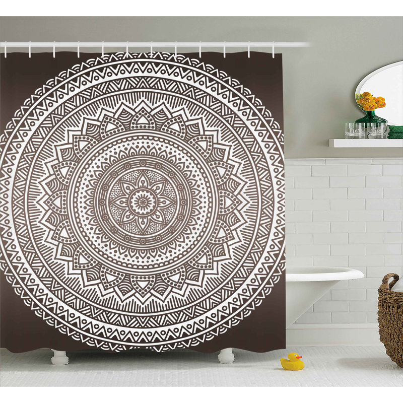 Rideau de douche simple méditation tapis theme Cormac, H 75 po x l 69 po, Brun