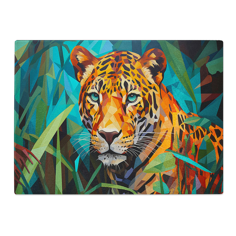 Leopard Geometric No.2  Glass Chopping Board