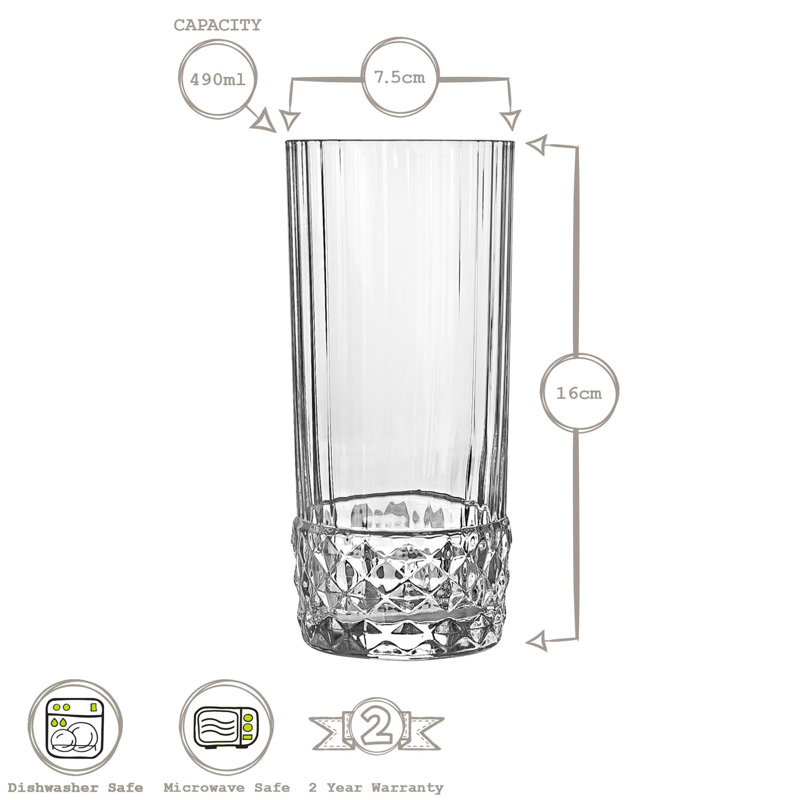 America '20s Highball Glasses - 490ml, 12