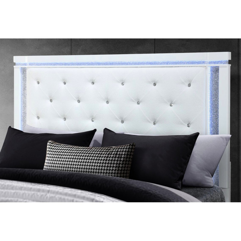White King Bed With Led