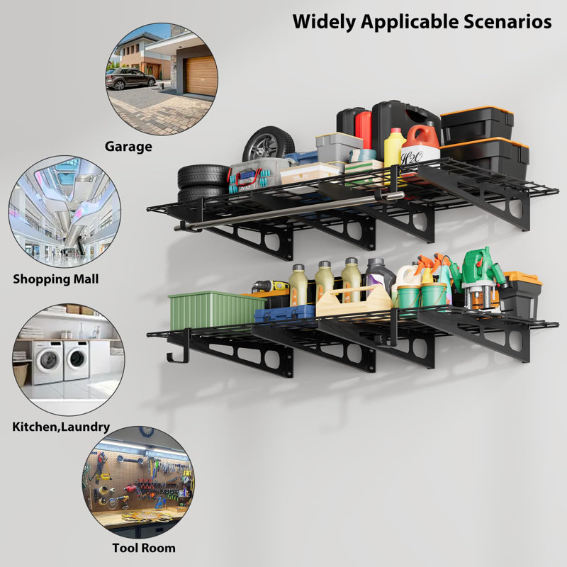 Metal Height -Adjustable Storage Rack, 121.92cm W x 60.96cm D