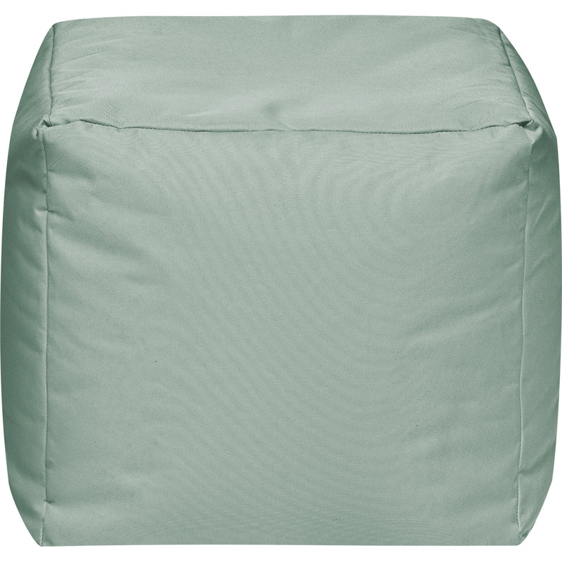  Moseley 16" Square Bean Bag Pouf Ottoman, Water-Repellent, Mint Green