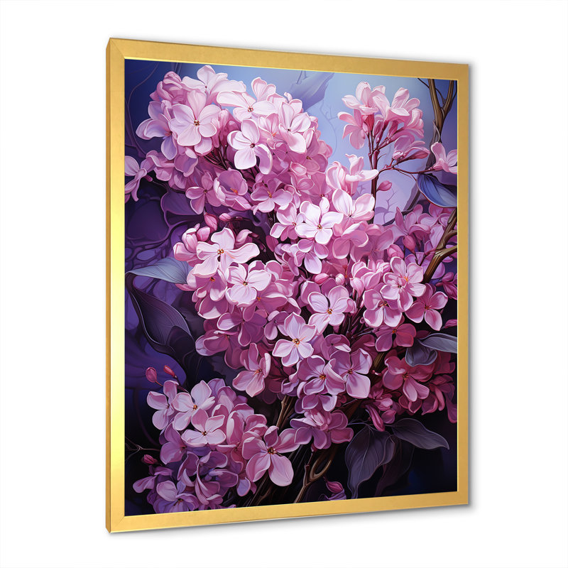 Murmures de lilas V sur toile, H 32 po x l 16 po x P 1 po, Cadre doré simple