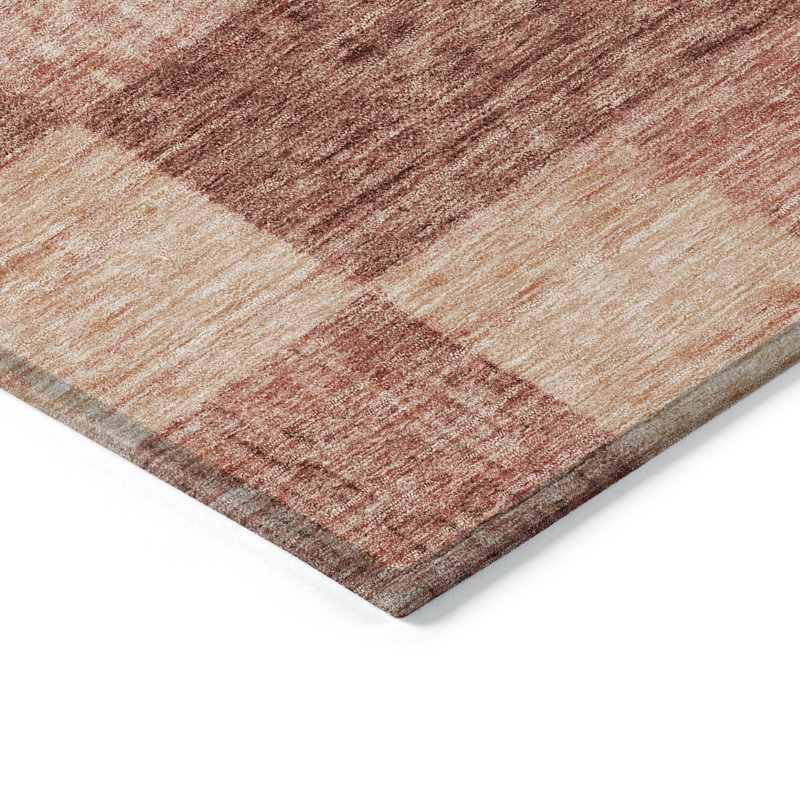 Paprika Synthetic Flat Woven Rectangular Washable Rug 20" x 30"