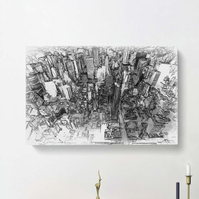 Birds Eye View of New York City in Abstract - Wrapped Canvas