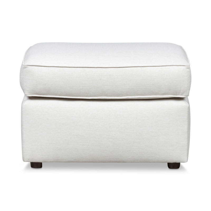 Leigh Upholstered Ottoman, Classic Bleach White Twill