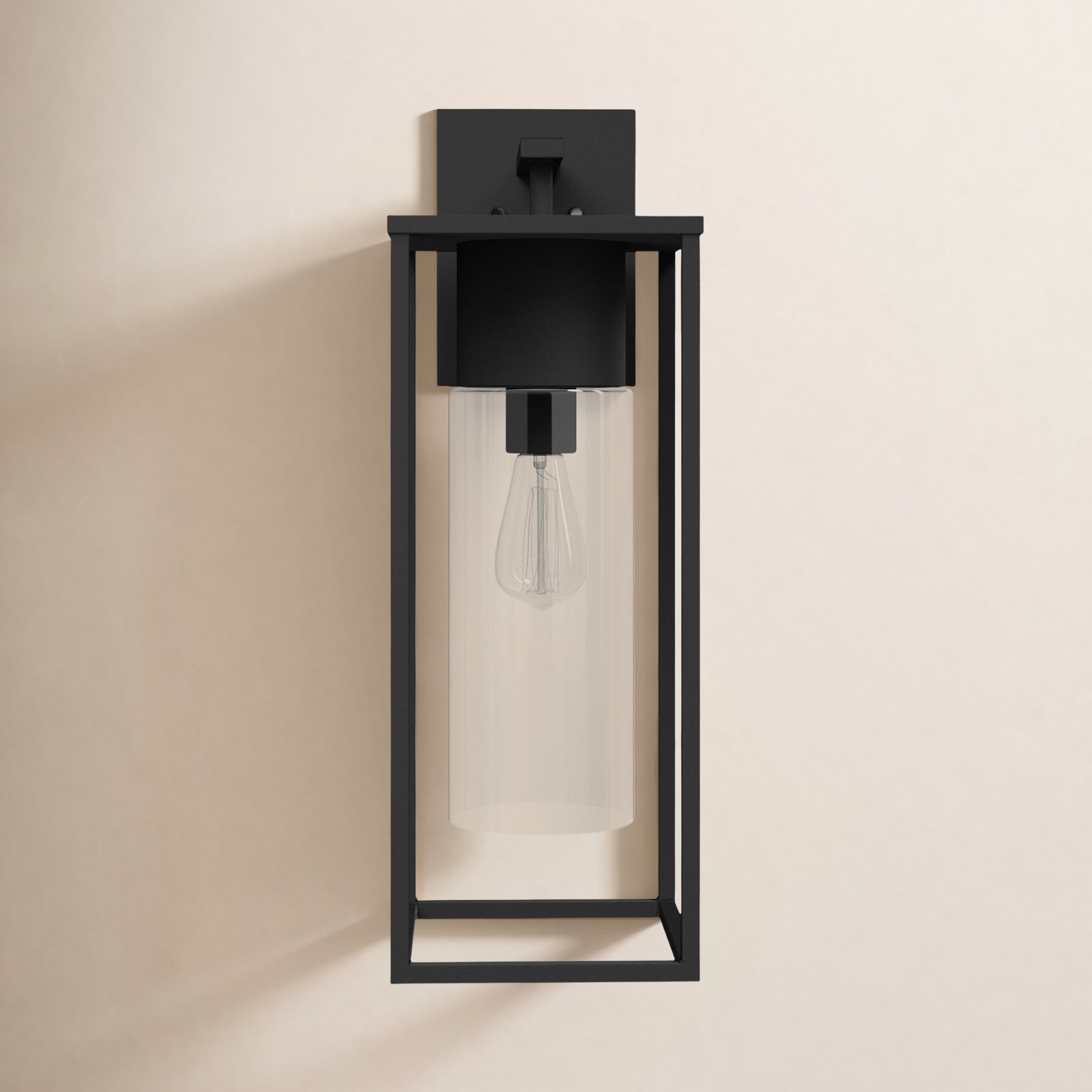 Kota Single Light Outdoor Wall Light, Black, 23" H x 8" W x 8" D