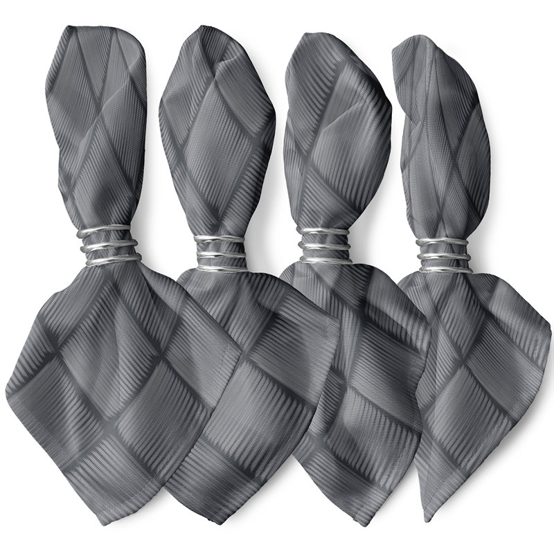 Polyester Geometric Square Napkin, 18" W x 18" L, Gray