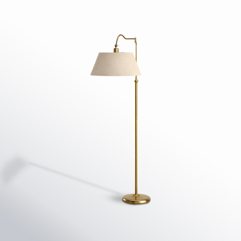 Theodora Swing Arm Floor Lamp, 60" H x 17" W x 38.5" D, Antique Bass, Cream