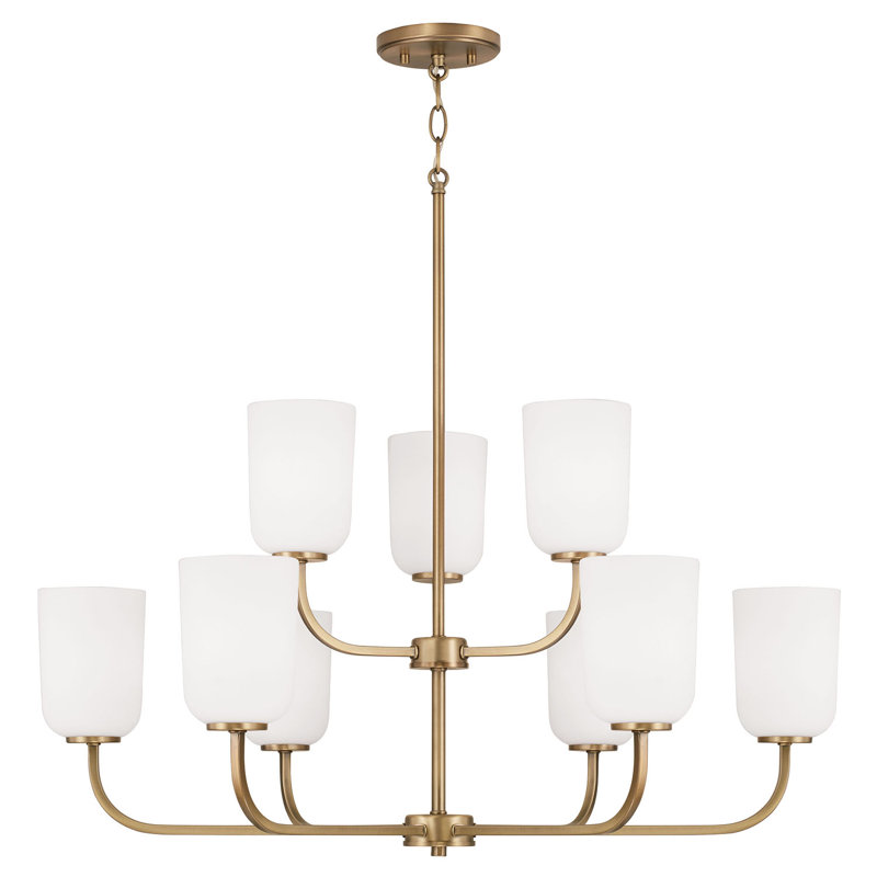 Lustre à niveaux simple 9 lumières Krush, Laiton vieilli