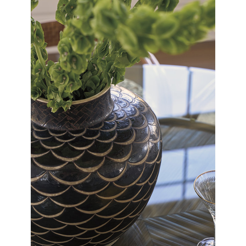 Round Glass Top Dining Table with Bamboo Base