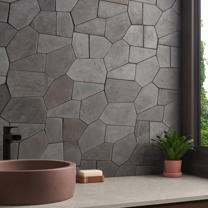 Picturesque Landscape 11.81'' W x 19.68'' L Natural Stone Mosaic Tile, Gray