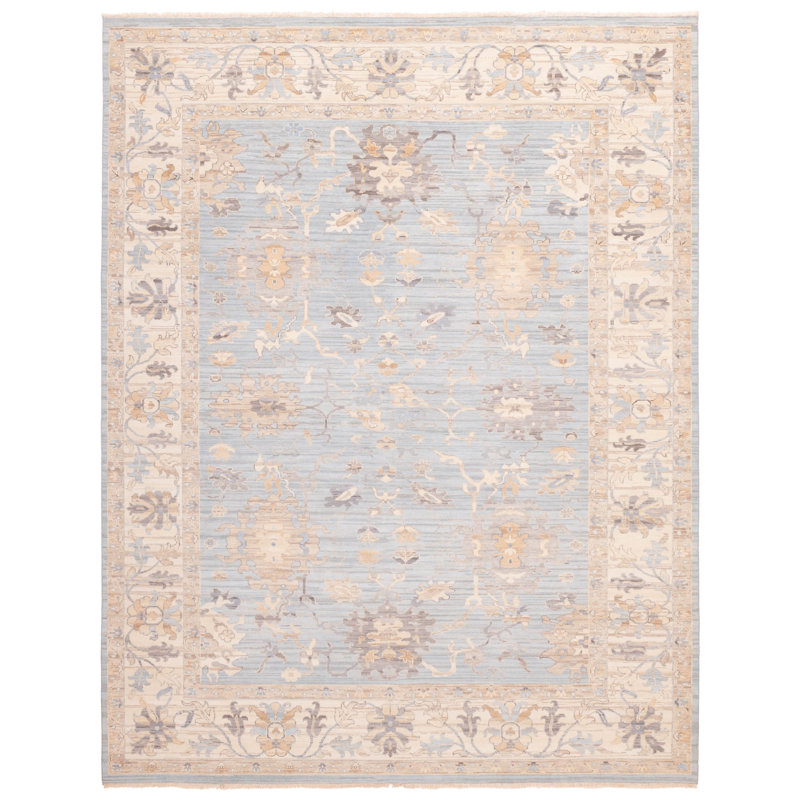 Tapis bleu moderne Oushak 9 pi 0 po x 11 pi 10 po