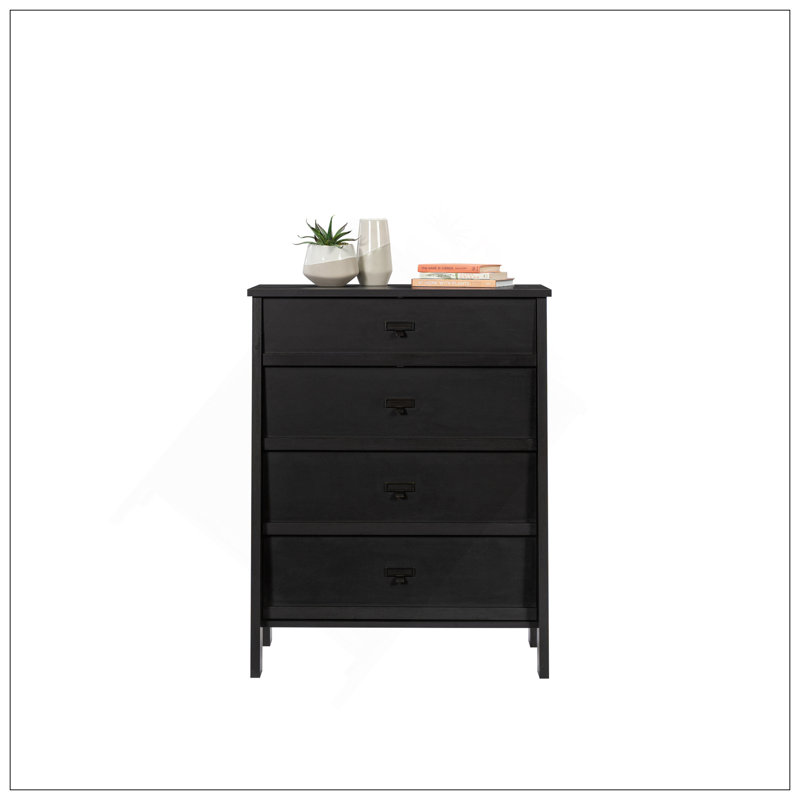 Commode 4 tiroirs, finition noire