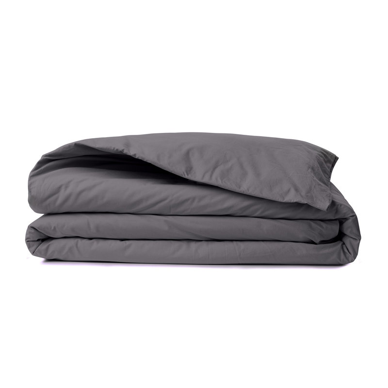 Premium 100% Cotton Ranforce Single Quilt Cover, Grey, 55.1 x 78.7 inches | Soft & Durable Fabric, 155 Thread Count | Button Closure for Easy Use, Machine Washable at 86°F | Perfect for Cozy Bedroom Décor