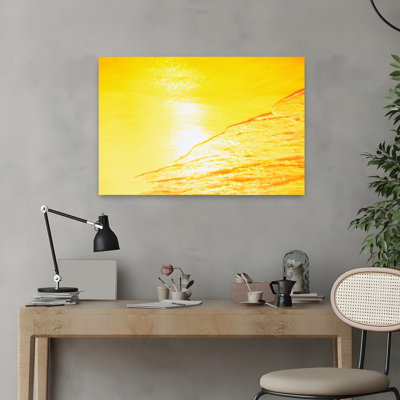 Sea Waves In Yellow With Sunlight Contemporary Beach Art
