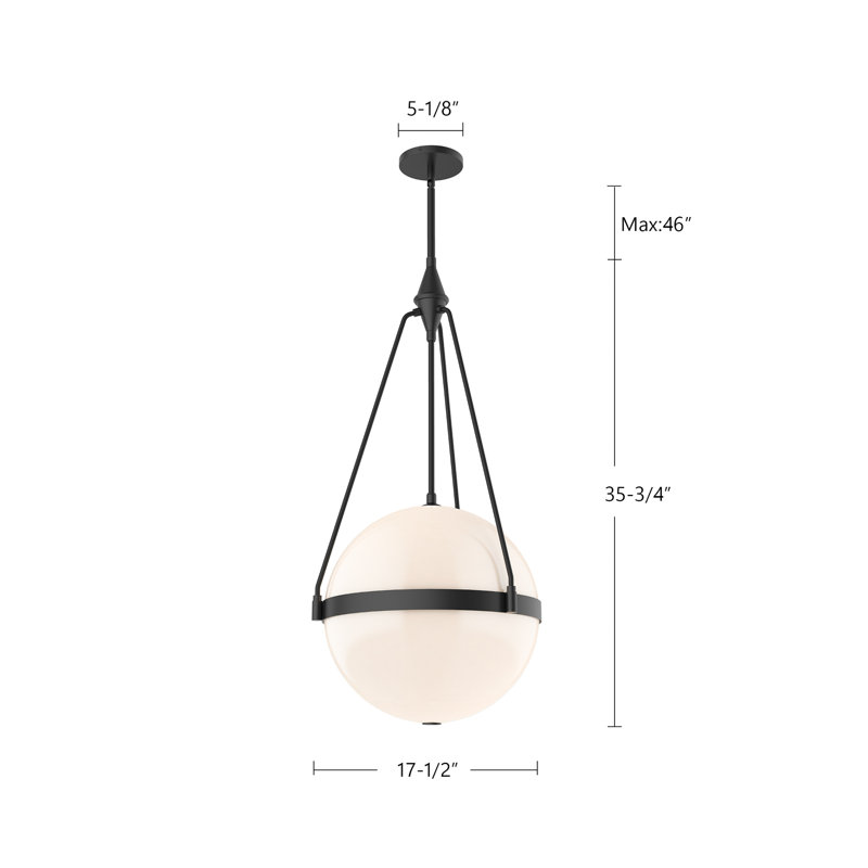 Harmony 4 - Light Globe Chandelier, Matte Black, Opal