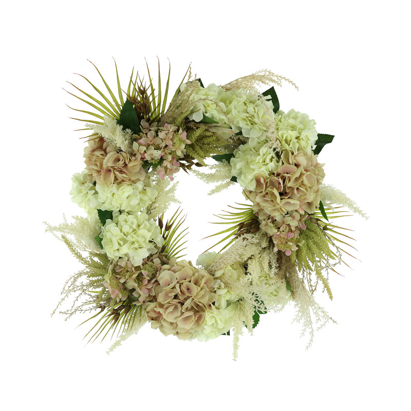 Handcrafted Faux Hydrangea Polysilk 23'' Wreath